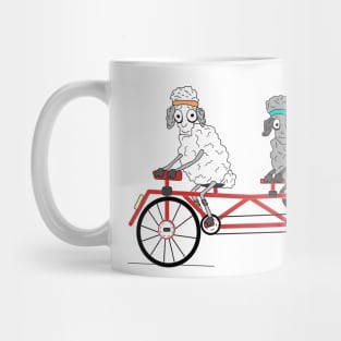 Sheeps on a tandem bike Mug